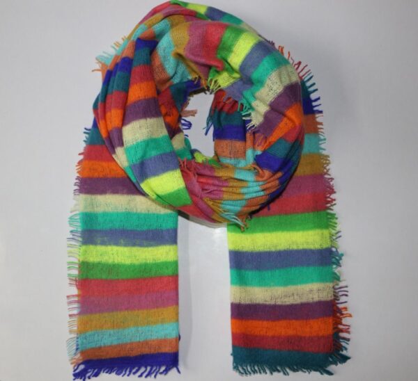Multicolor Stripe Felted Scarf