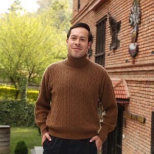 Mens Cable Turtle Neck Pullover
