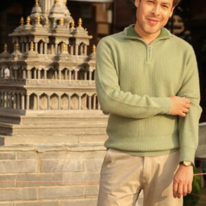 Mens T Neck Half Zipper Pullover